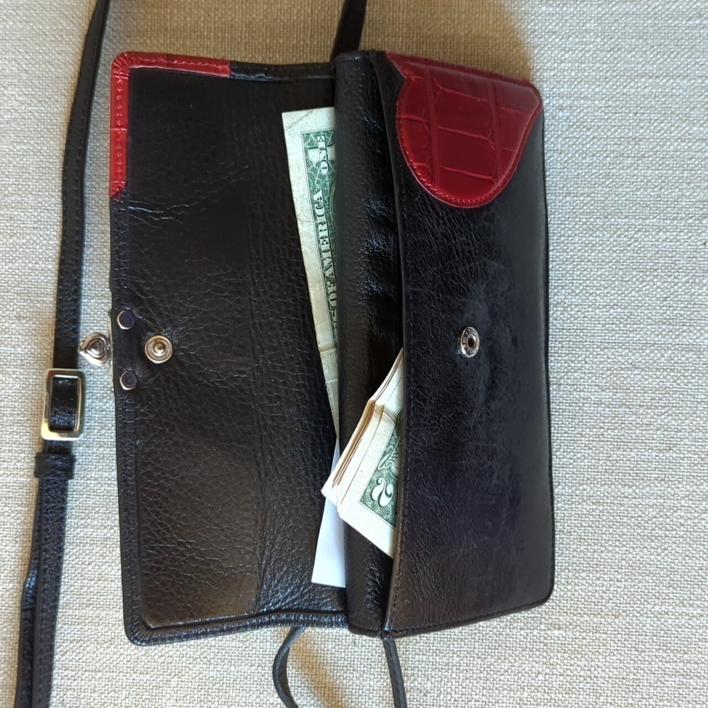 Vintage Brighton Crossbody Wallet heart motif leather - Picture 4 of 6